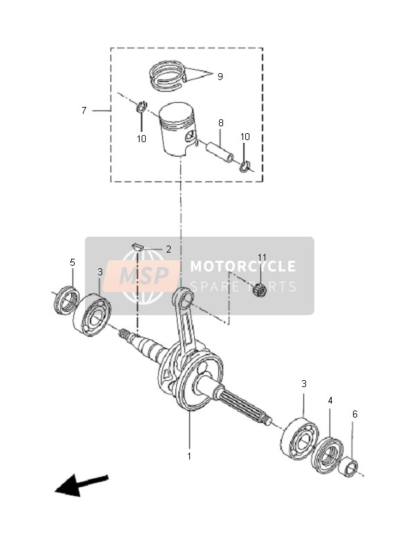 Yamaha CW50 BWS 2010 Crankshaft & Piston for a 2010 Yamaha CW50 BWS